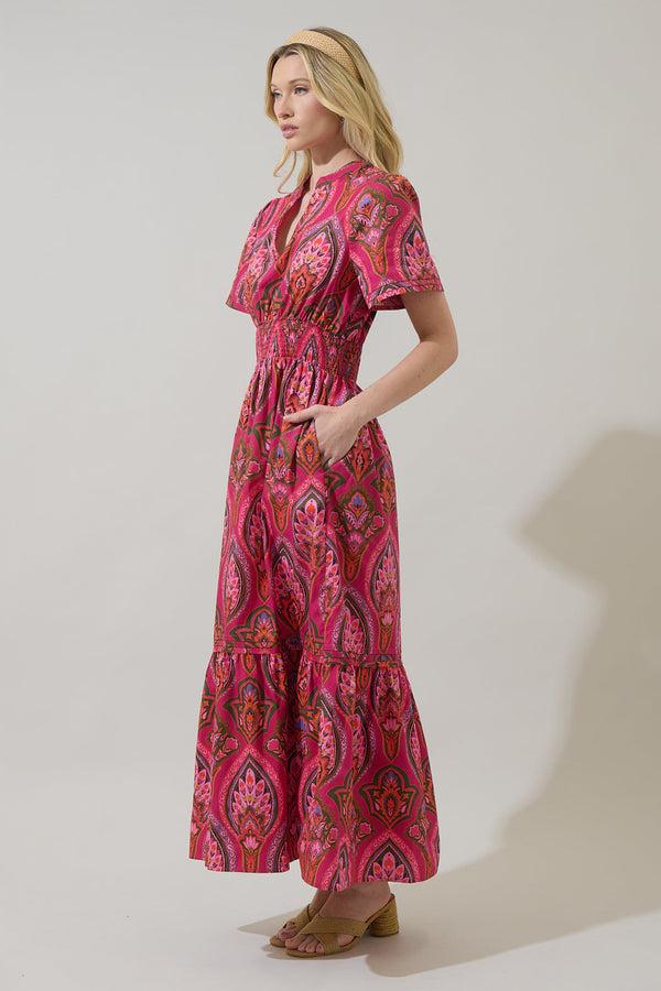 Sugarlips Azura Paisley Belraj Poplin Maxi Dress