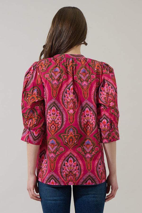 Sugarlips Azura Paisley Irina Split Neck Top
