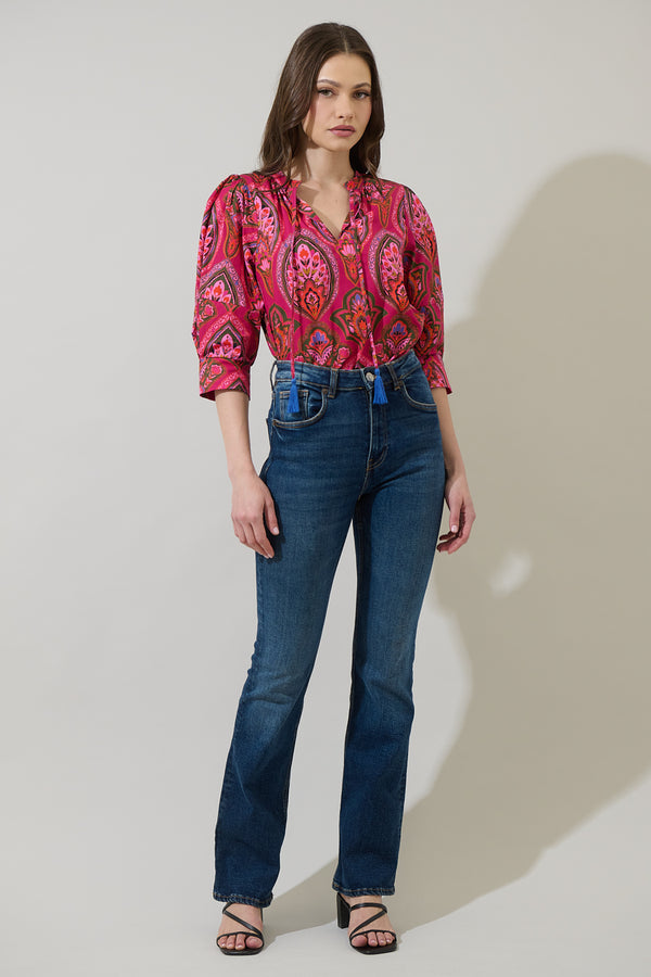 Sugarlips Azura Paisley Irina Split Neck Top