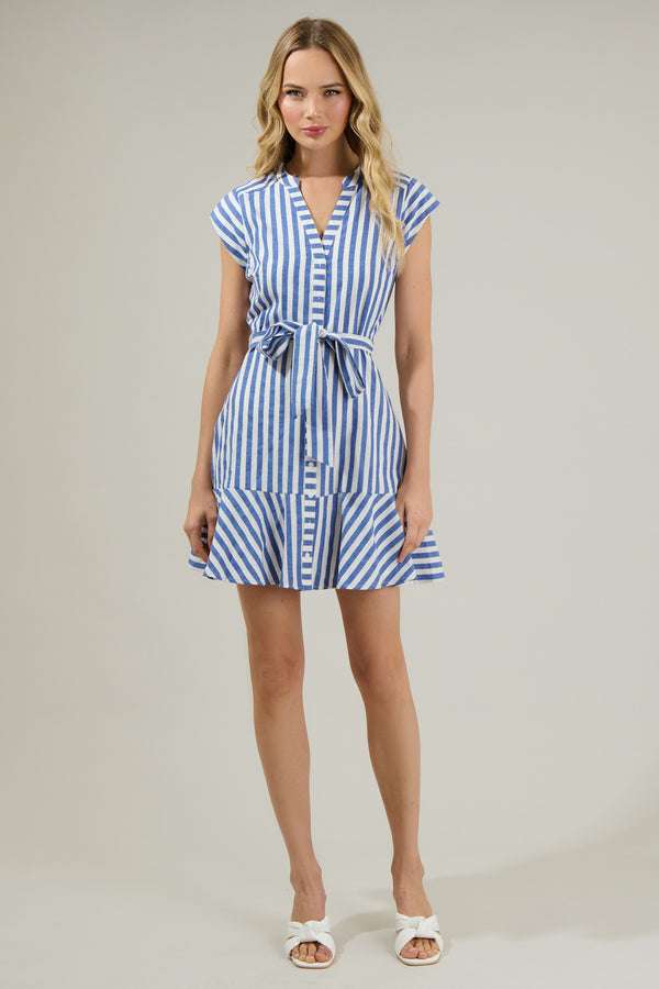 Sugarlips Babette Striped Shirt Mini Dress