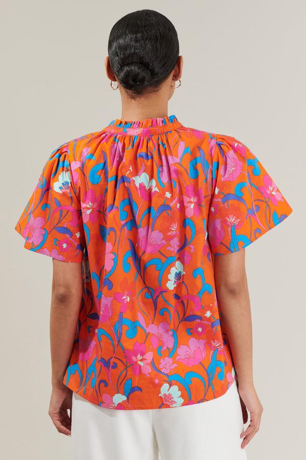 Sugarlips Baila Floral Inaya Split Neck Top