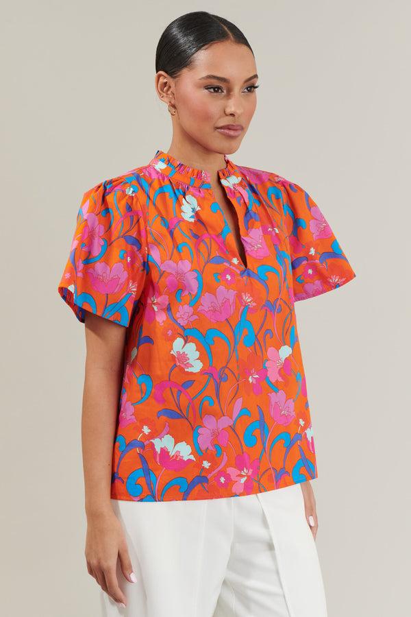 Sugarlips Baila Floral Inaya Split Neck Top
