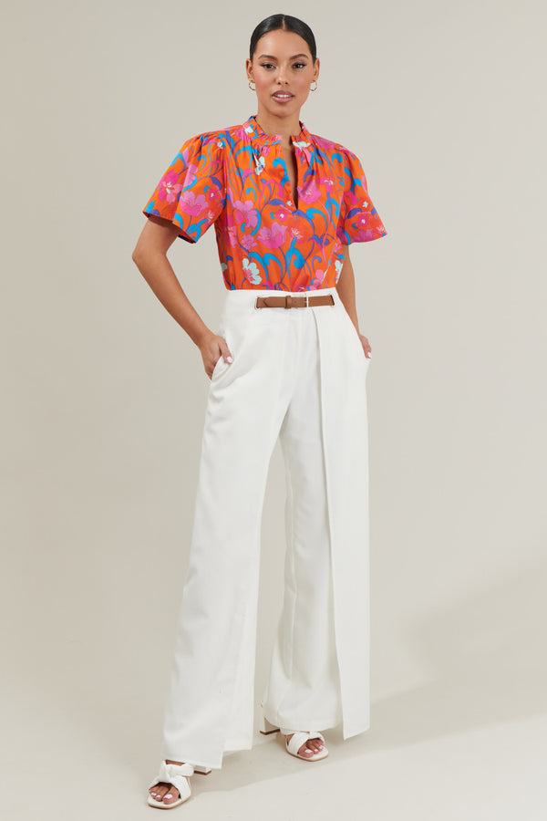 Sugarlips Baila Floral Inaya Split Neck Top