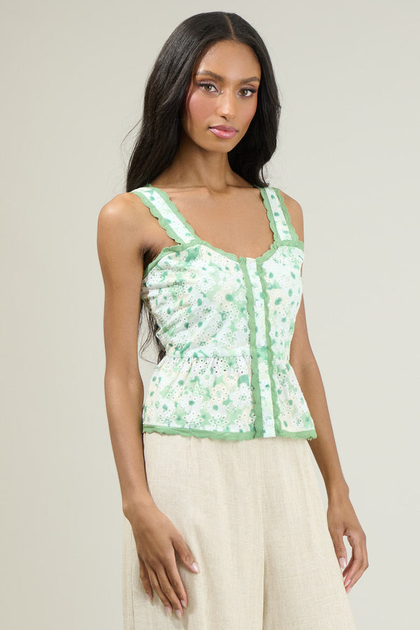 Sugarlips Baine Embroidered Button Up Top