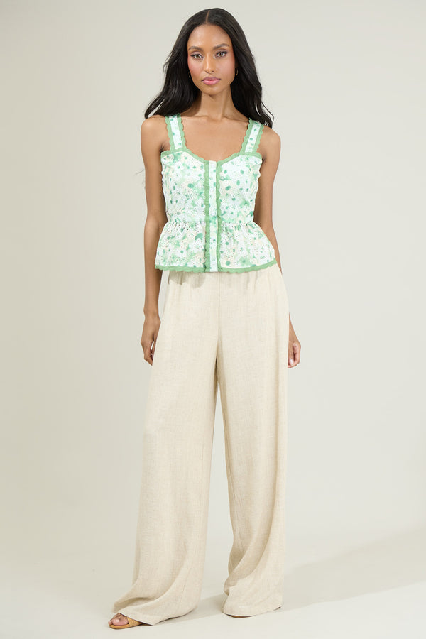 Sugarlips Baine Embroidered Button Up Top