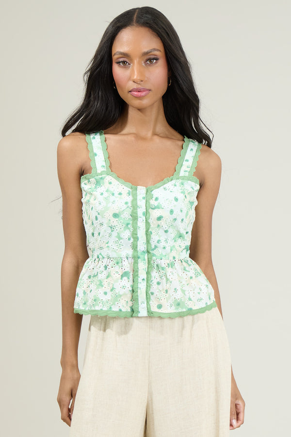 sugarlips Baine Embroidered Button Up Top