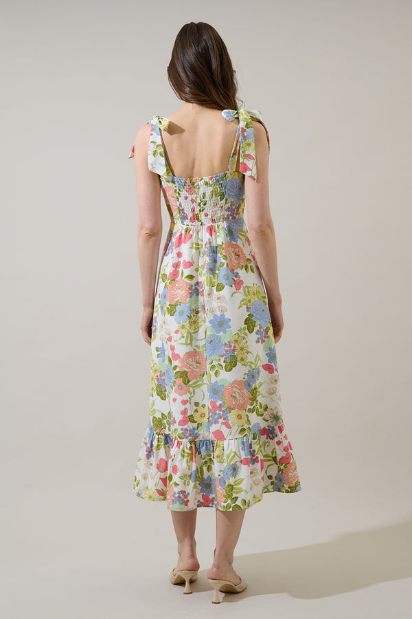 Sugarlips Baker Tie Strap Midi Dress Esther Floral