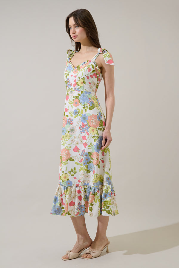 Sugarlips Baker Tie Strap Midi Dress Esther Floral