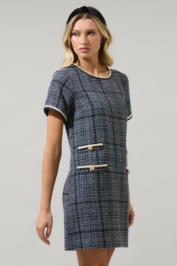 Sugarlips Bale Audrey Tweed Shift Mini Dress