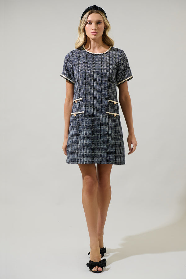 Sugarlips Bale Audrey Tweed Shift Mini Dress