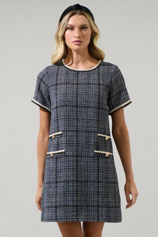 sugarlips Bale Audrey Tweed Shift Mini Dress