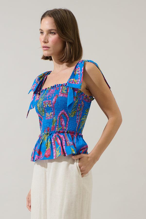 Sugarlips Bally Tropical Cazz Smocked Top