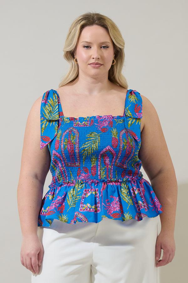 sugarlips Bally Tropical Cazz Smocked Top Curve