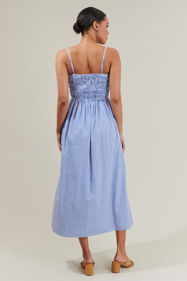 Sugarlips Bartlett Striped Smocked Midi Dress