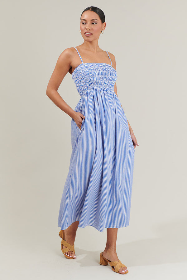 Sugarlips Bartlett Striped Smocked Midi Dress