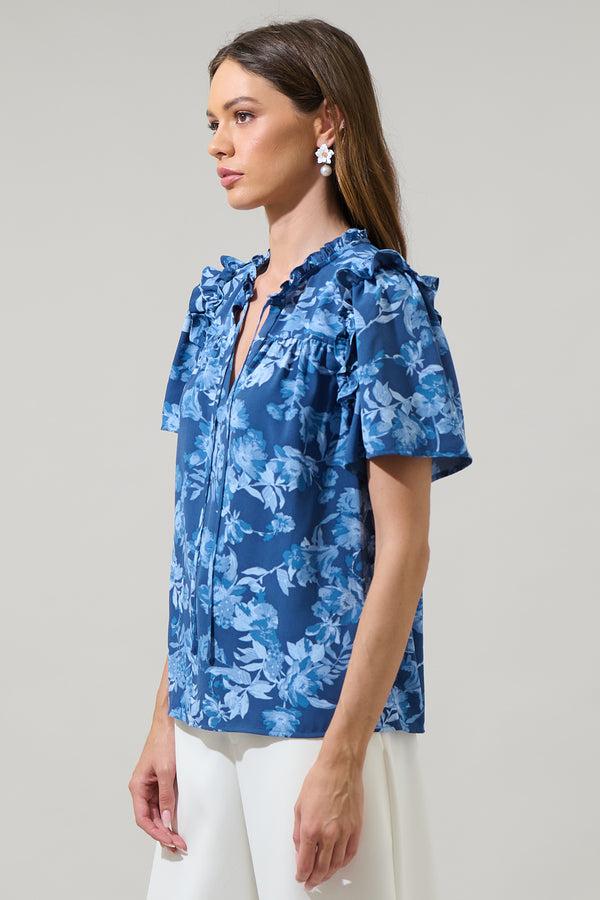 Sugarlips Bary Floral Danielle Ruffle Blouse