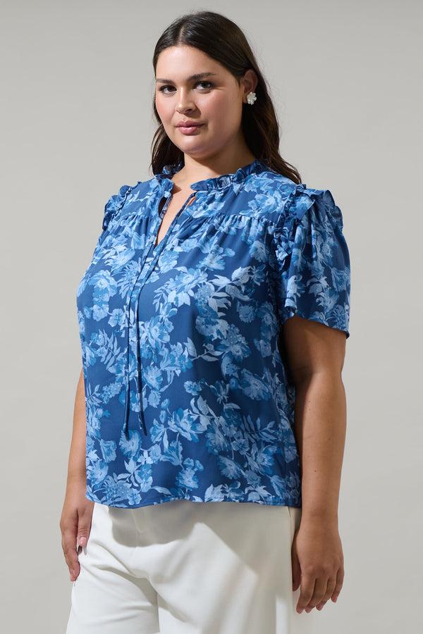 Sugarlips Bary Floral Danielle Ruffle Blouse Curve