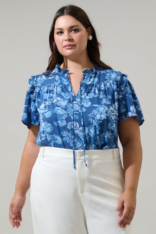 sugarlips Bary Floral Danielle Ruffle Blouse Curve