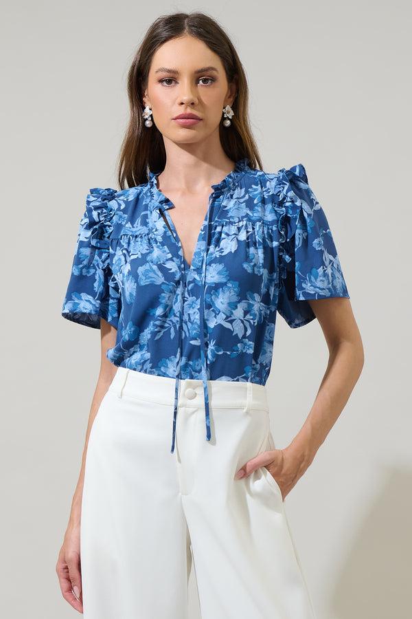 sugarlips Bary Floral Danielle Ruffle Blouse