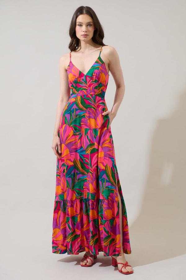 Sugarlips Beal Tropical Chaya Smocked Maxi Dress