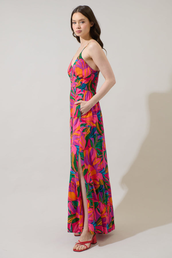 Sugarlips Beal Tropical Chaya Smocked Maxi Dress