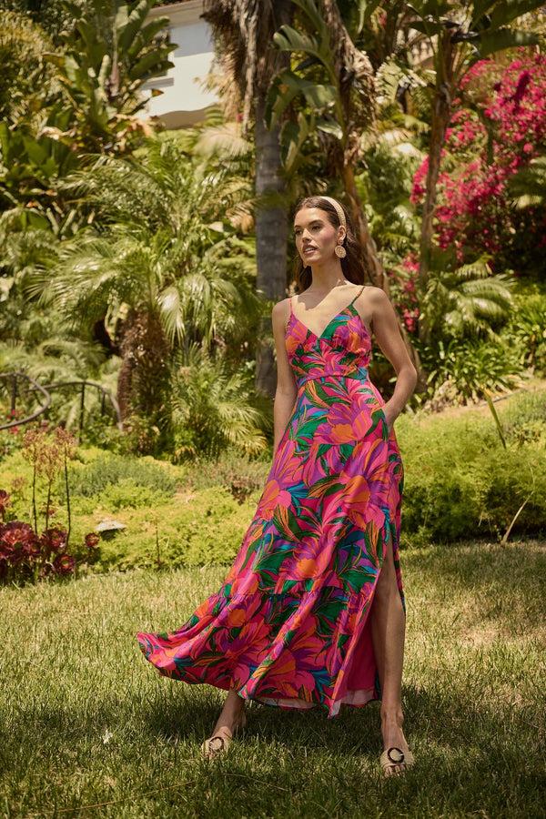 sugarlips Beal Tropical Chaya Smocked Maxi Dress