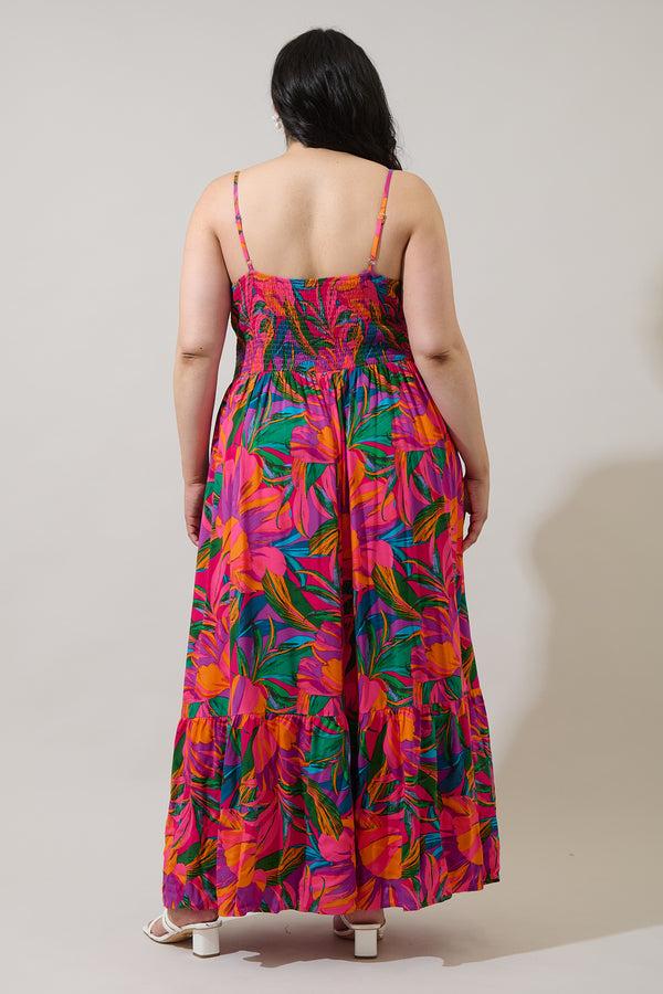 Sugarlips Beal Tropical Smocked Maxi Dress Curve