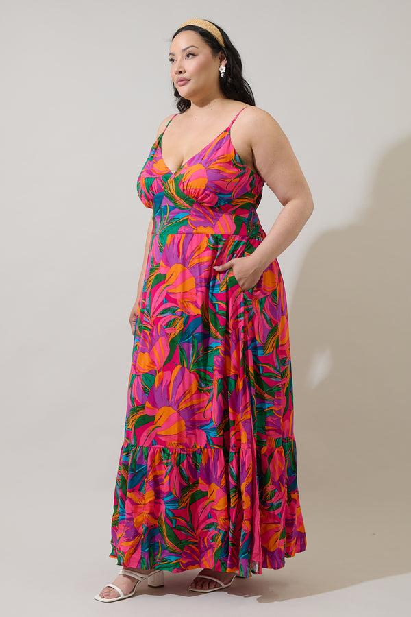 Sugarlips Beal Tropical Smocked Maxi Dress Curve