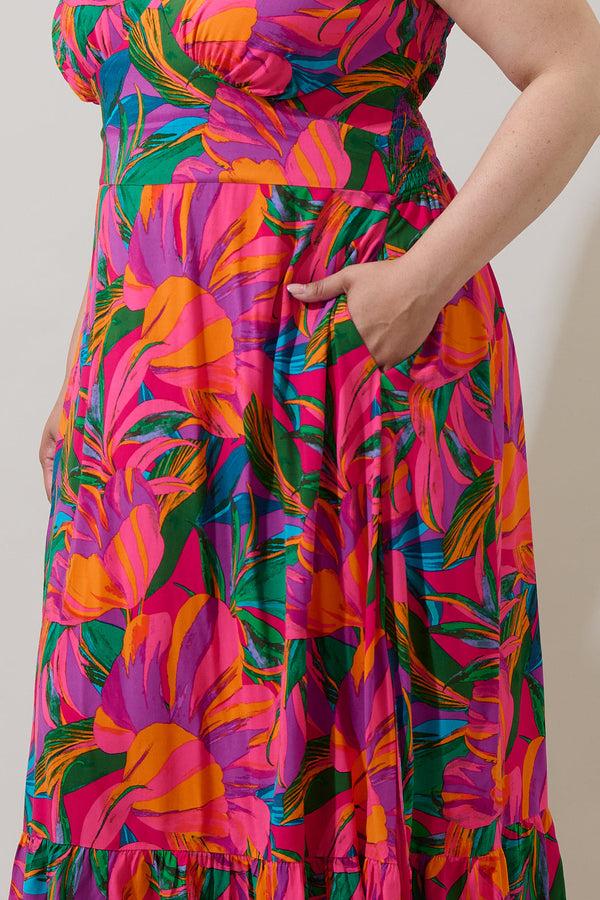 Sugarlips Beal Tropical Smocked Maxi Dress Curve