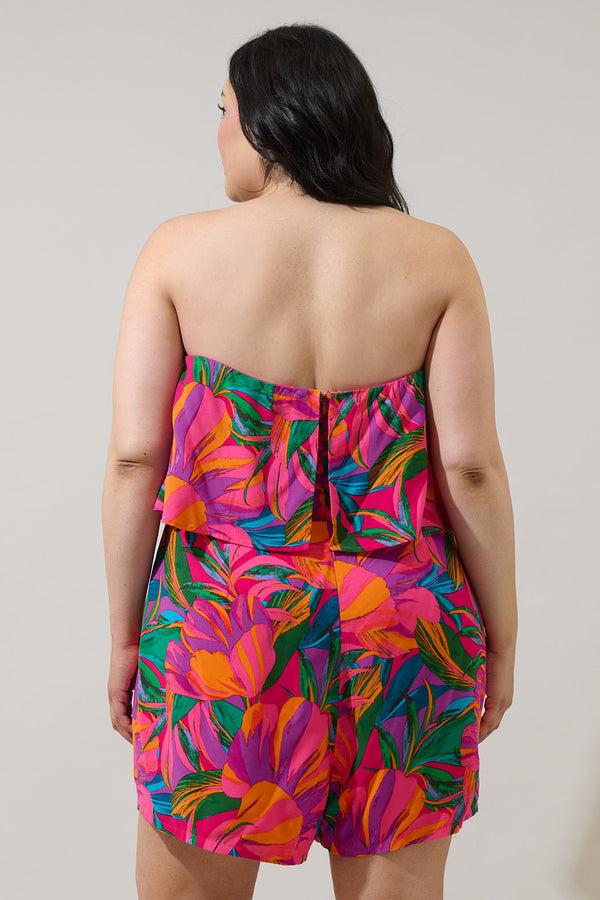 Sugarlips Beal Tropical Strapless Romper Curve