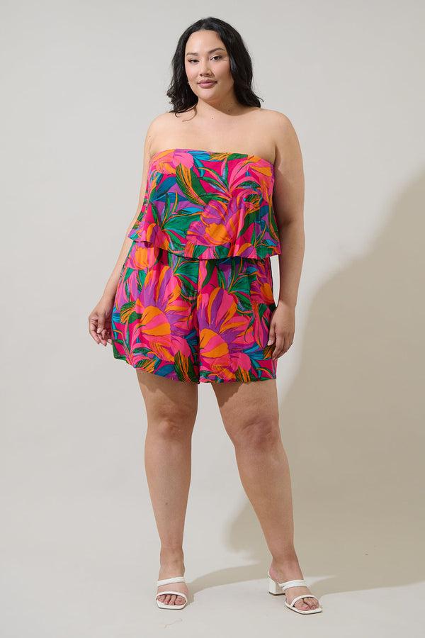 Sugarlips Beal Tropical Strapless Romper Curve