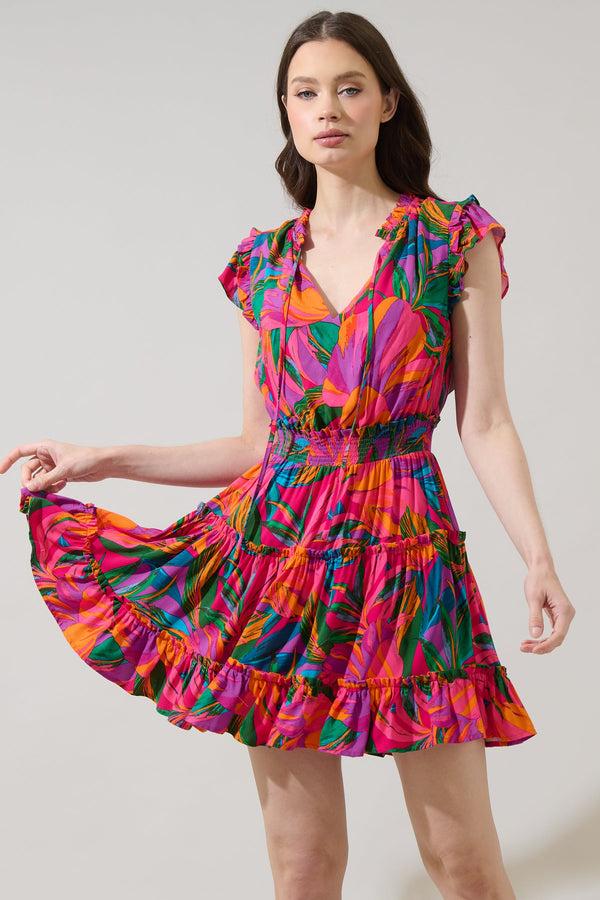 Sugarlips Beal Tropical Toledo Tiered Mini Dress