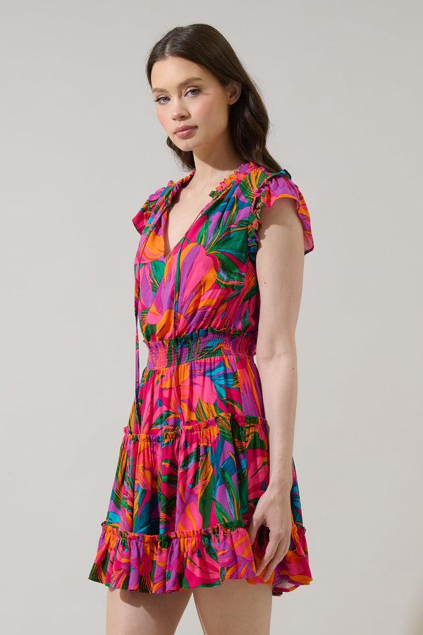 Sugarlips Beal Tropical Toledo Tiered Mini Dress