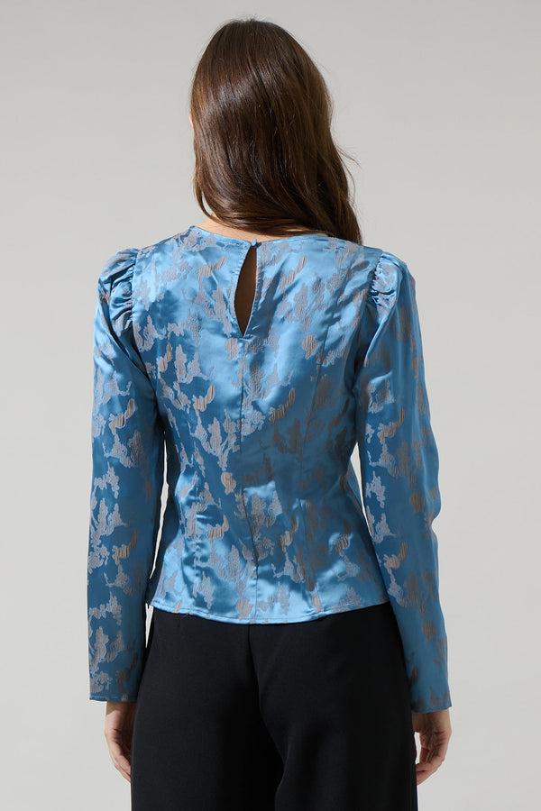 Sugarlips Beath Floral Luley Satin Long Sleeve Top