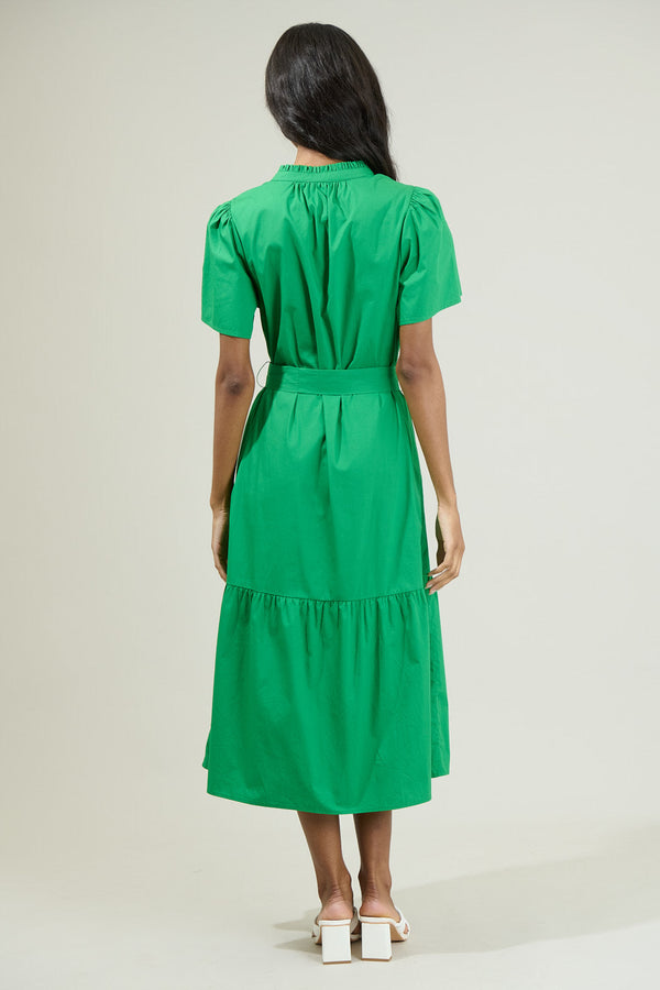 Sugarlips Beatrice Button Down Poplin Midi Dress