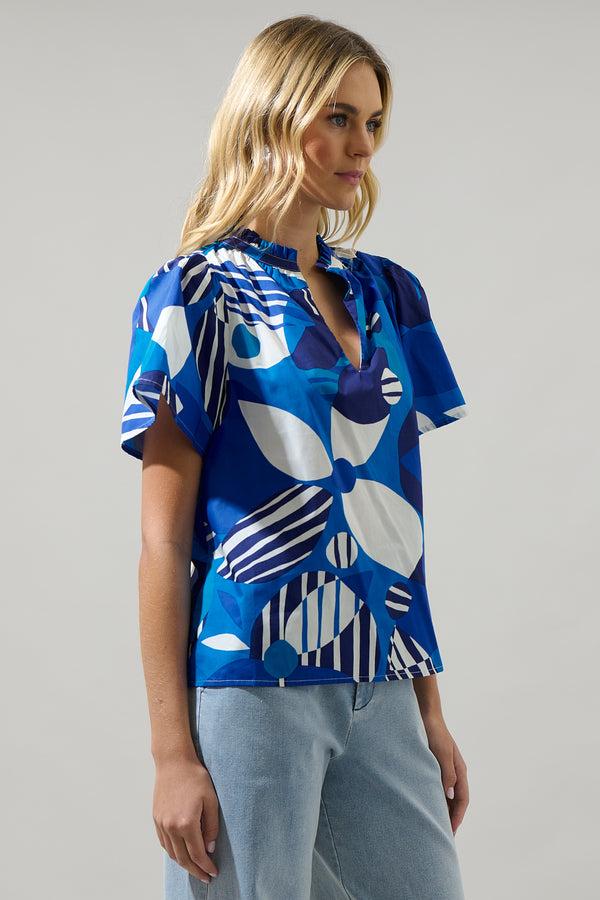 Sugarlips Beatty Geometric Inaya Split Neck Top