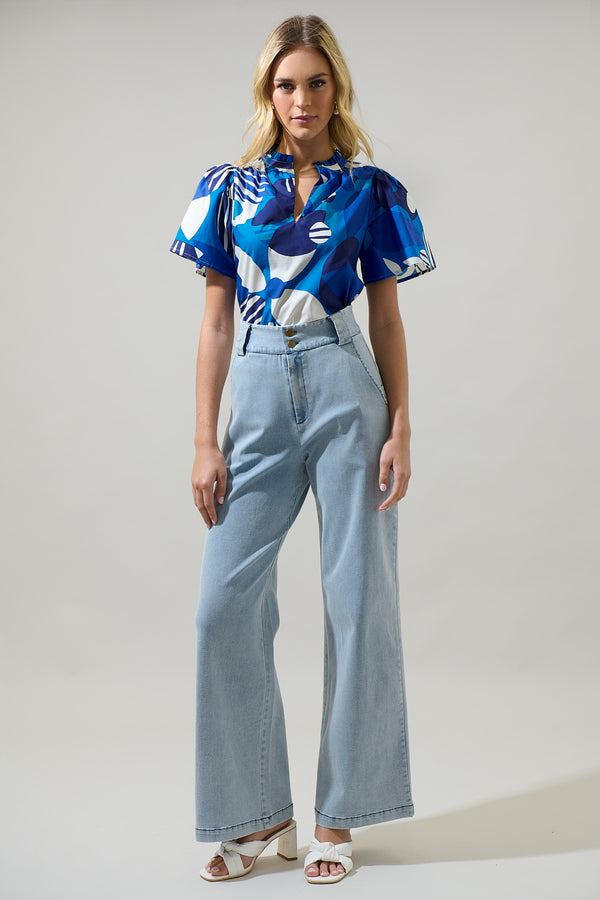 Sugarlips Beatty Geometric Inaya Split Neck Top