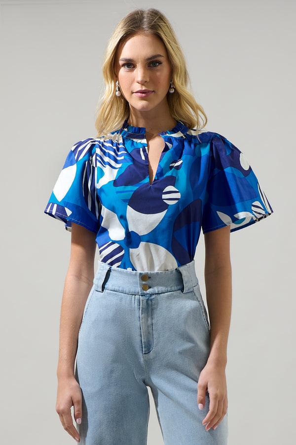 sugarlips Beatty Geometric Inaya Split Neck Top