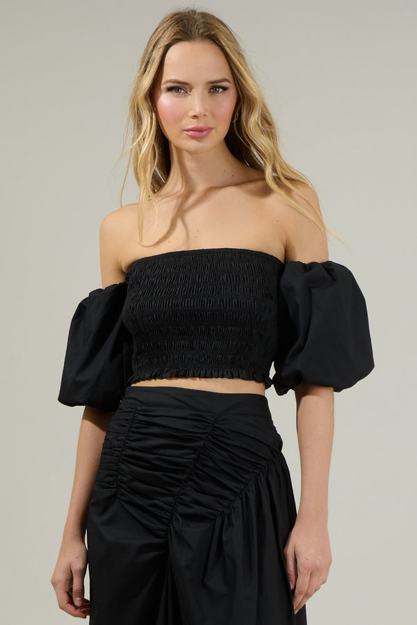 sugarlips Belen Elvie Smocked Cropped Top