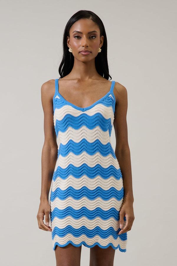 sugarlips Belendra Scallop Striped Crochet Dress