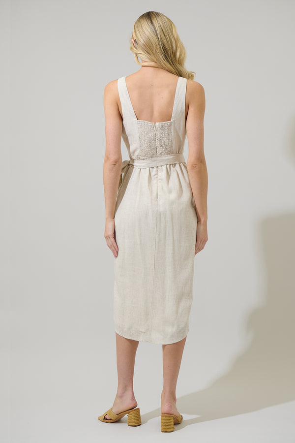 Sugarlips Beli Linen Wrap Midi Dress