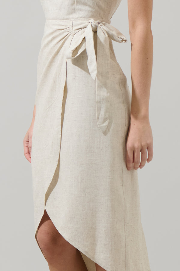 Sugarlips Beli Linen Wrap Midi Dress