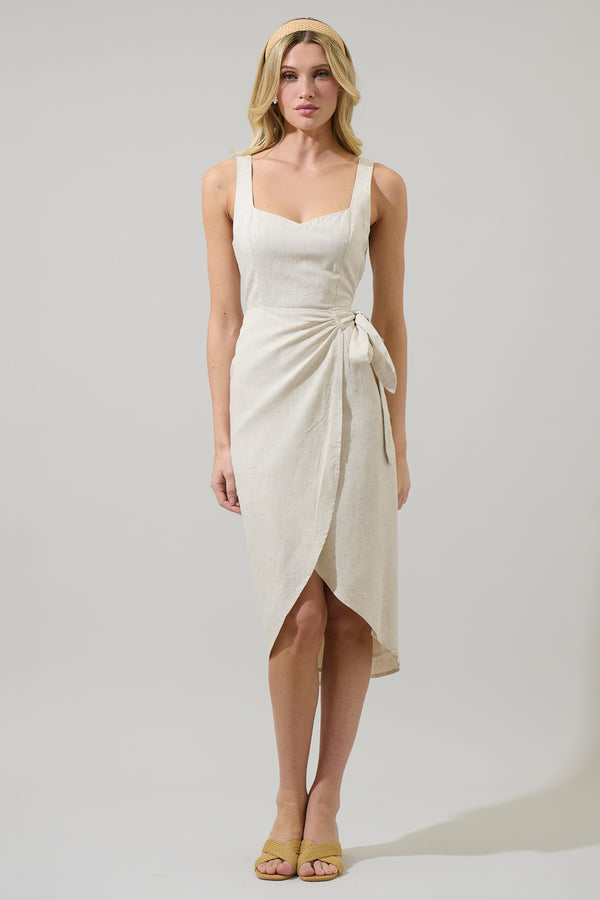 sugarlips Beli Linen Wrap Midi Dress
