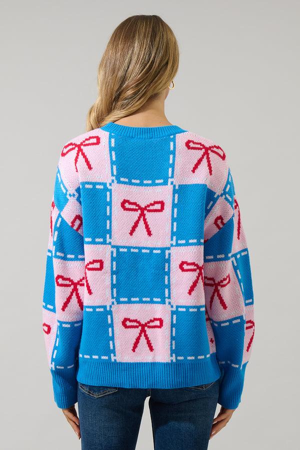 Sugarlips Belora Checker Bow Oversized Sweater