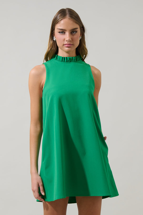 Sugarlips Benson Trapeze Mock Neck Mini Dress