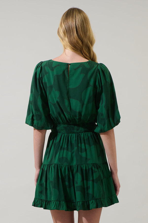 Sugarlips Benti Abstract Suma Ruffle Mini Dress