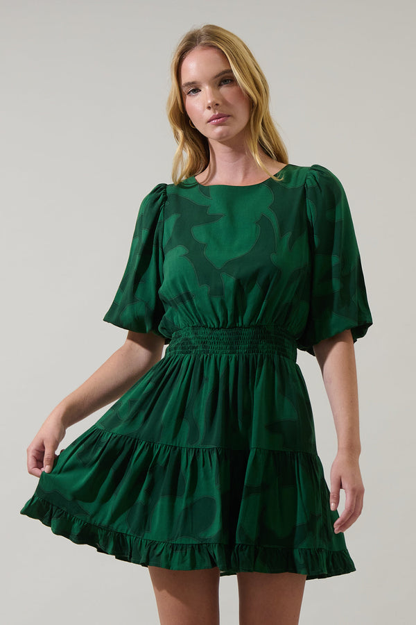 sugarlips Benti Abstract Suma Ruffle Mini Dress