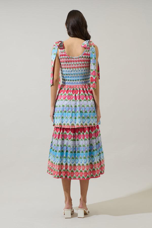 Sugarlips Berry Burst Kasia Smocked Midi Dress