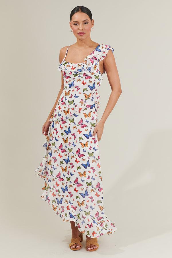 Sugarlips Bess Butterfly Asymmetrical Midi Dress