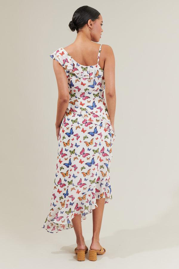 Sugarlips Bess Butterfly Asymmetrical Midi Dress